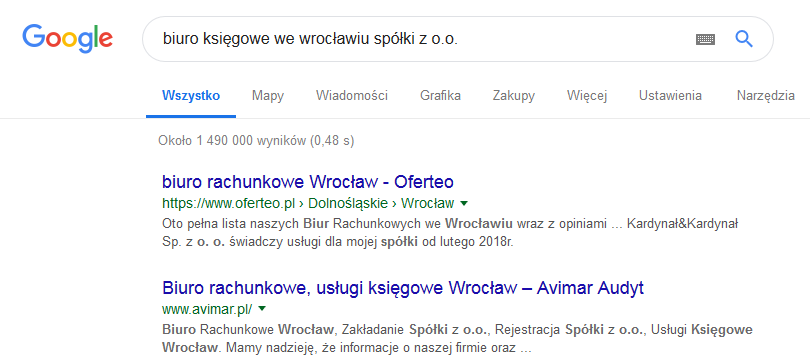 Pozycjonowanie SEO szerokie dla biur księgowych long tail - długi ogon