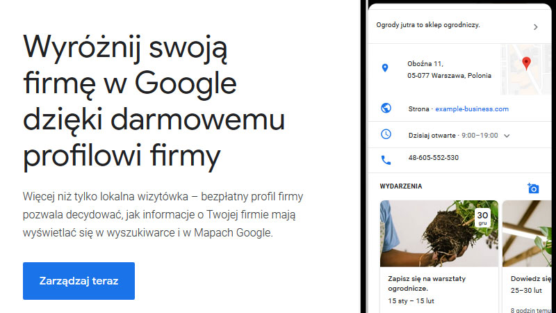 Google moja firma jak dodać firmę?