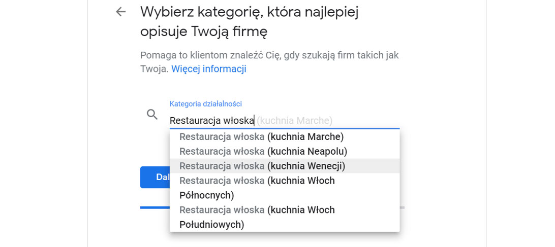 Zakładanie Google Moja Firma krok 4