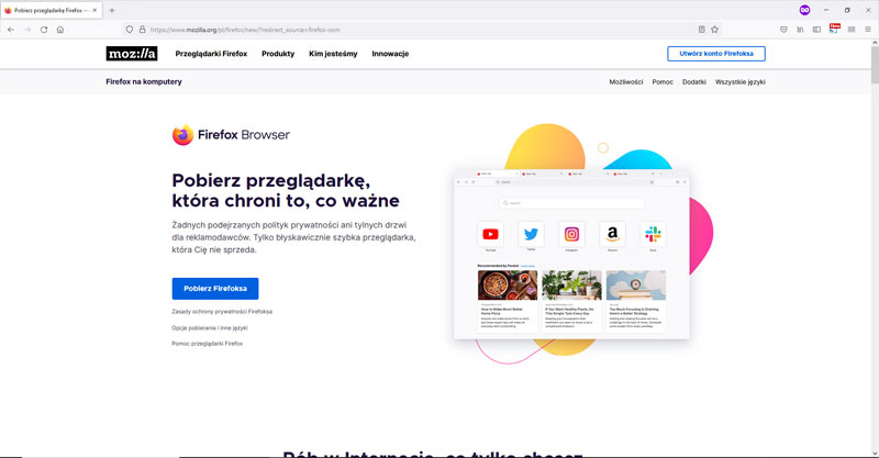 Przeglądarka Firefox 2021